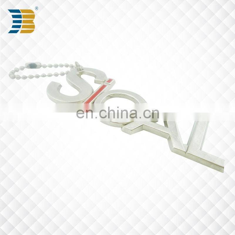 custom made metal silver plating letter keychain