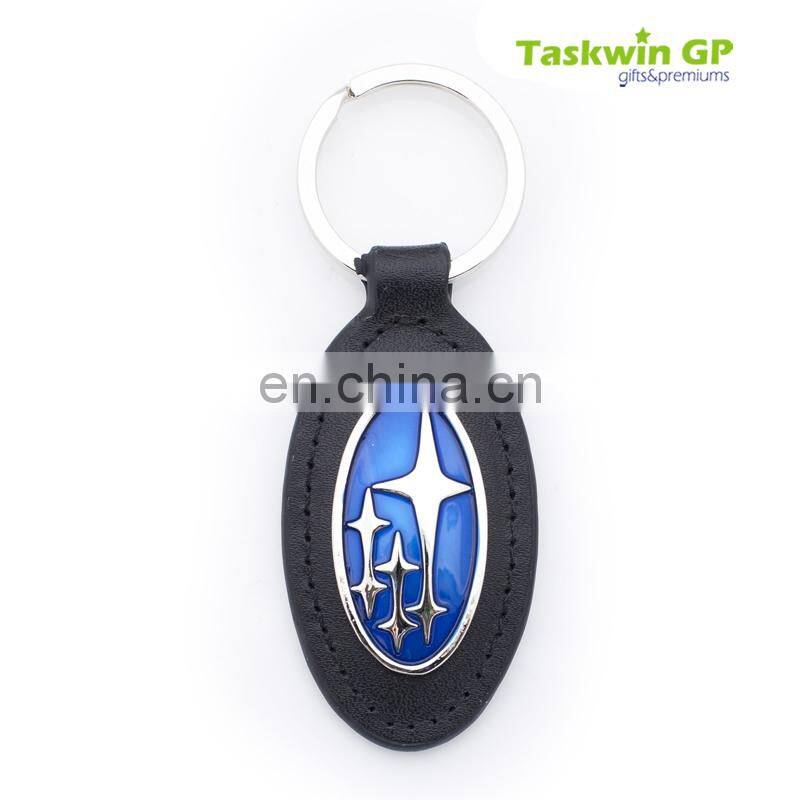 China supplier custom made leather keychains with metal charm