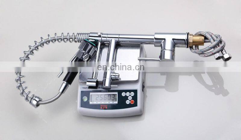 Mixed Brass LED Light Pulling Out Faucet Water Tap For Kitchen