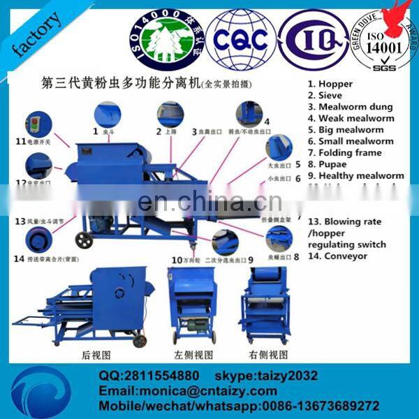 Multifunctional Mealworm machine to separate big small worm Tenebrio molitor Bread worms