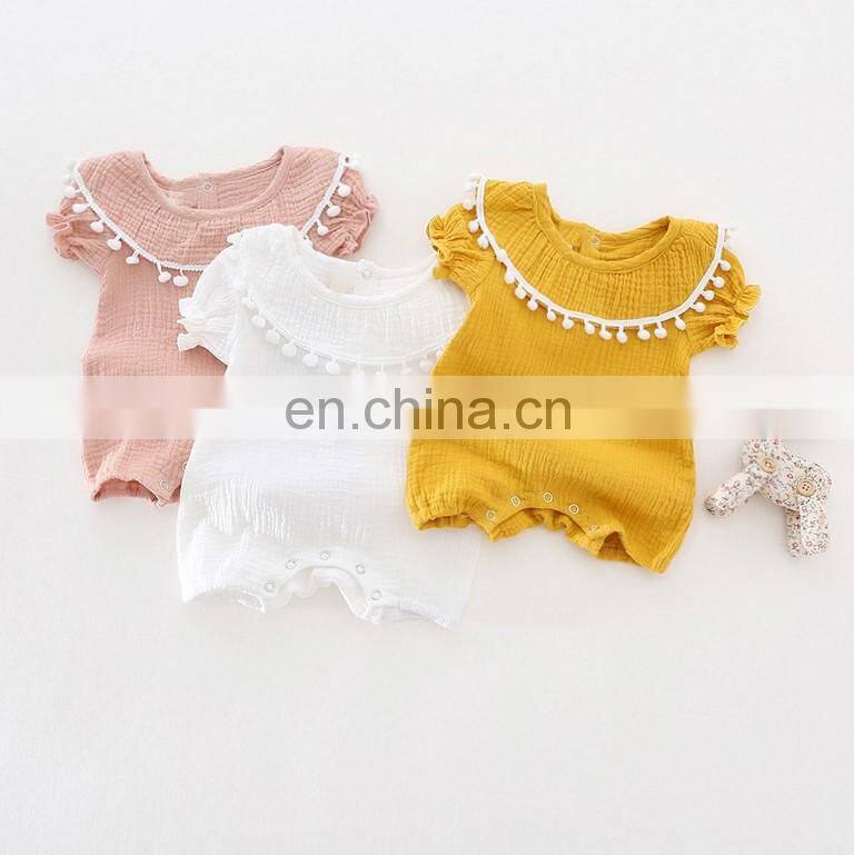 Lovely Whosale Newborn Baby Clothes Summer Linen Baby Clothes Romper