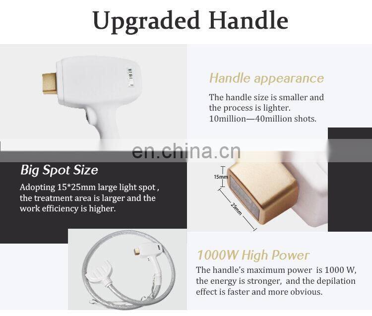 Safe permanent 800w portable laser 808 nm diode laser hair removal machine with 2 filters