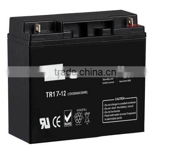free maintenance ups system battery 12V 17Ah rechargeable lead acid batteries