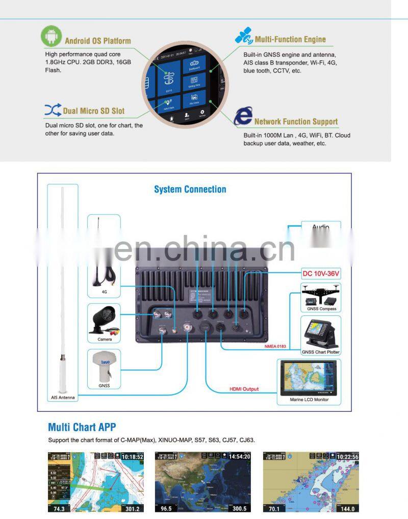 Marine electronics navigation communication Xinuo XN60 yacht 10.1 touch multi-function display MFD class B AIS GNSS GPS