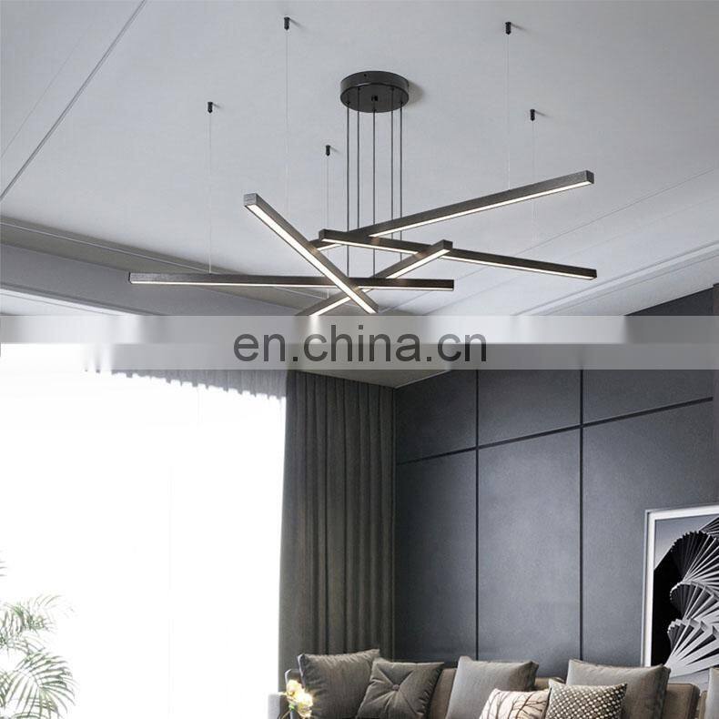 Golden liner led pendant ceiling light golden simple handling lamp living room decorative pendant lamp office lighting