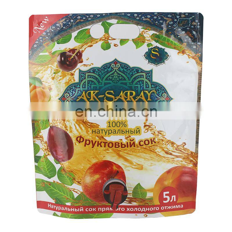 customize high capacity fruit juice valve bags multiple layer plastic aluminum foil wine bag in box 5 litre with Butterfly tap