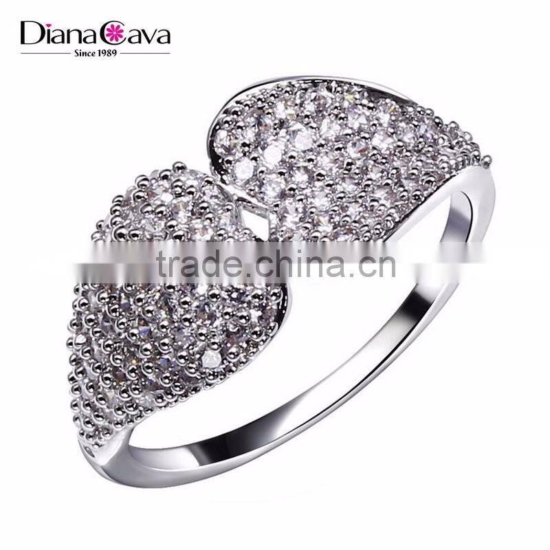 Double Heart Shape Lover Gift 18K Gold and Rhodium Plated Marriage Proposal Ring