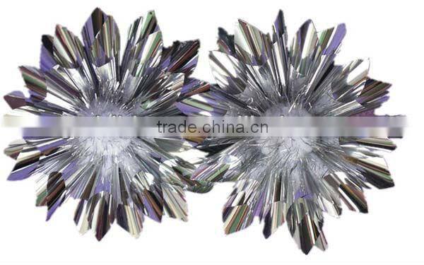 Colorful PET fancy ribbon bow with tips/Iridescent Luxury Bow Celebration Firework Bow/Colorful Firework Lade bow