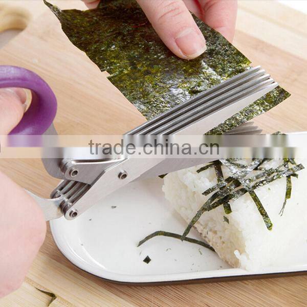 FDA approved stainless steel multifunctional magnetic kitchen multi-purpose shears scissors 5 layers herb scissors