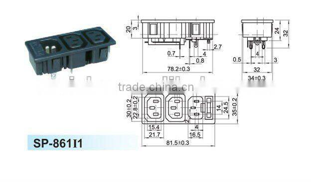 Female electric socket outlet of Australia type