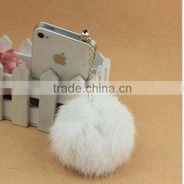 Luxury Rabbit Fur Winter Warm Dust Plugs ,Dust Plugs for iPhone