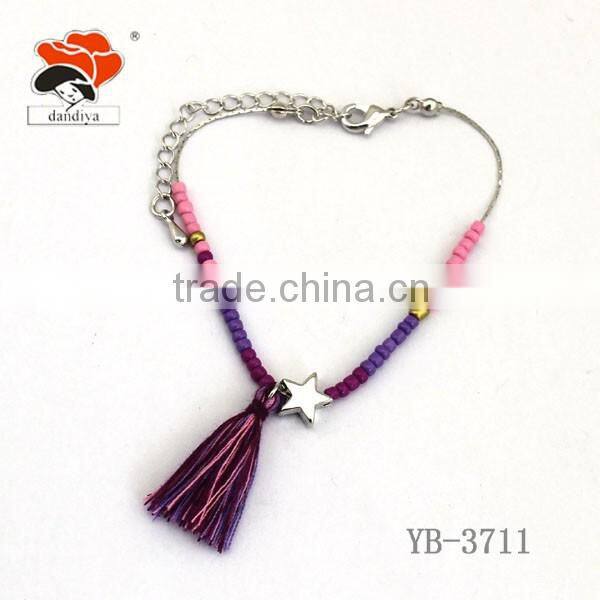 Hot Sales Women Gifts Orange Beads Heart Polyester Lines Fahion Jewelry Bracelet
