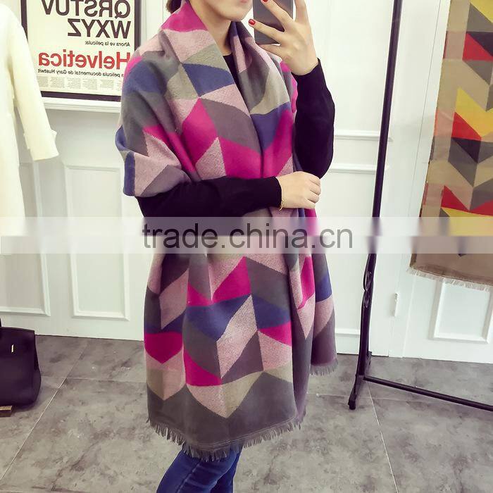 New Winter Warm Geometry Pattern Fashion Ladies Pashmina Shawl Wool Scarf