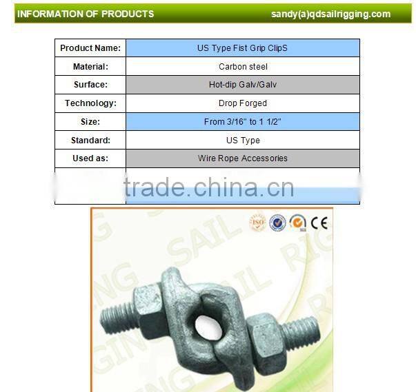 China supplier US type drop forged fist grip clips
