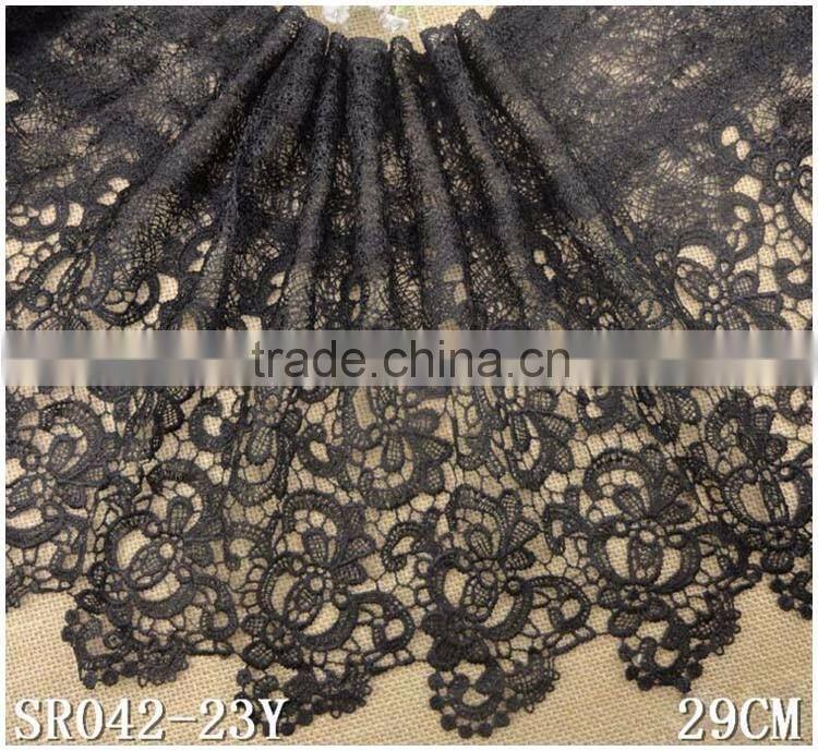 European Style Single Side Black 29cm Clothes Fashion Embroidery Water Soluble Lace