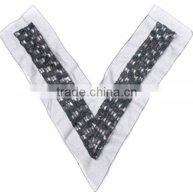 Fashion Copper collar tshirt design,,Fashion OEM/ODM Europe Design Acrylic Gold Bead Handmade Net Cloth False Collar for garment