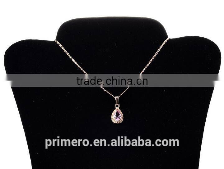 New Fashion 18K Gold Filled Pink kundan Zircon Gems Necklace Earrings Jewelry Set