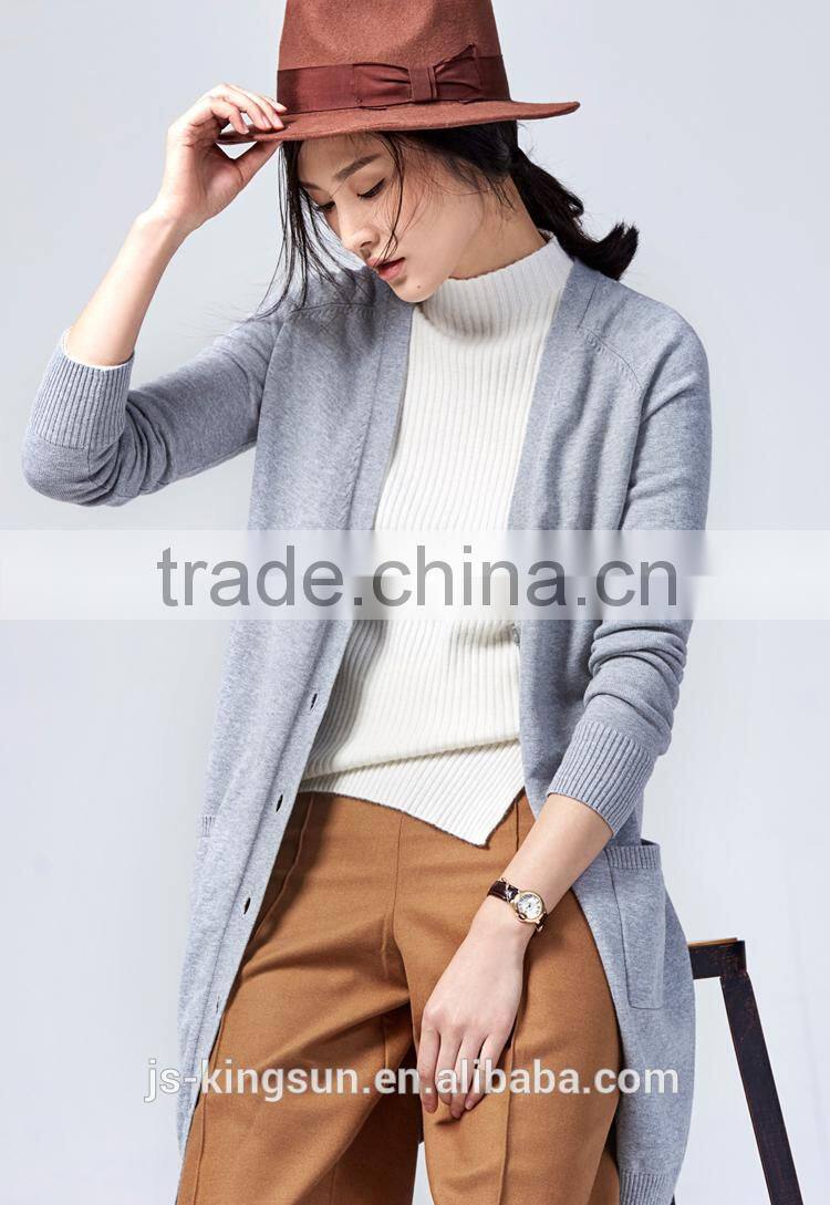 Woman 100% combed cotton knitted sweater coat