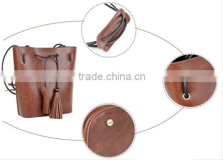European style lady random belt bags long bucket shoulder bags