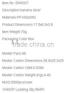 2016 Easy Use Plastic Banana Slice with Stainless Steel Blades Handy Banana Cutter Banana Grinder