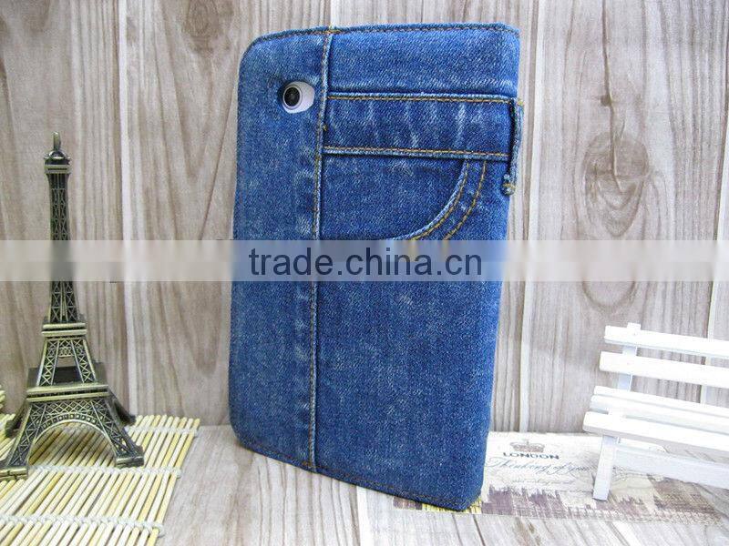 Denim Folio Case Stand Magnetic Auto Sleep Wake for Samsung Galaxy Tab 2 P3100 P3110 7.0 INCH
