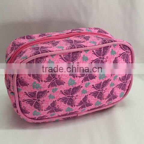 Full printing canvas zipper cosmetic pouch