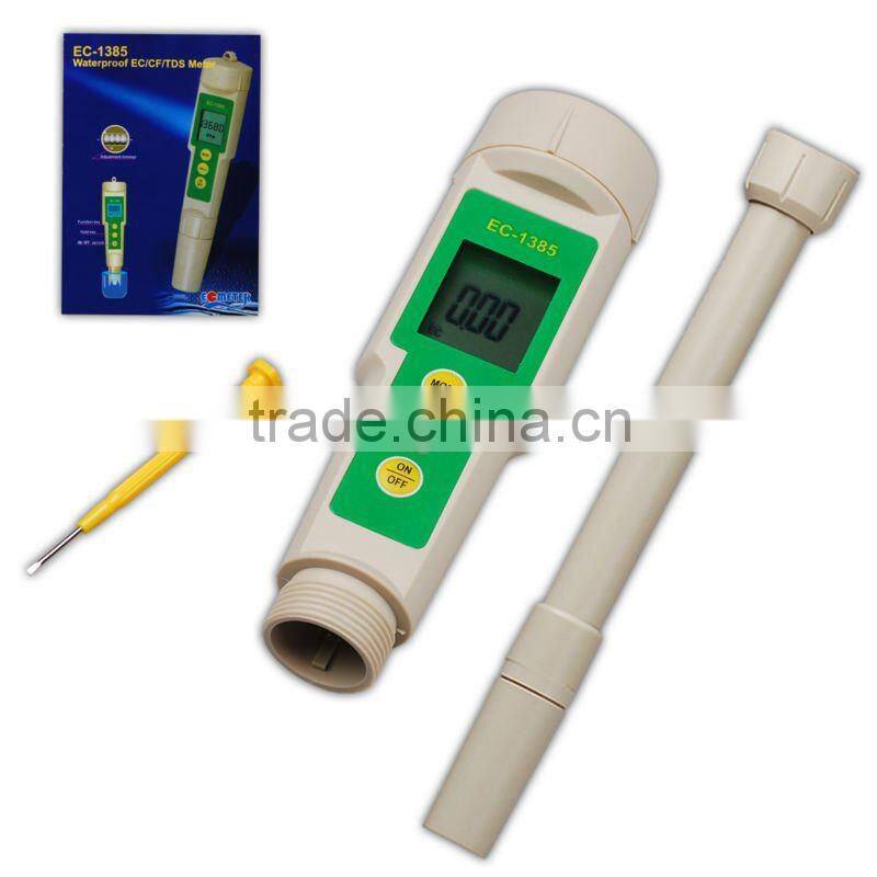 Waterproof Tester with Long Probe 19990 ppm Aquarium 3-in-1 EC CF TDS Meter
