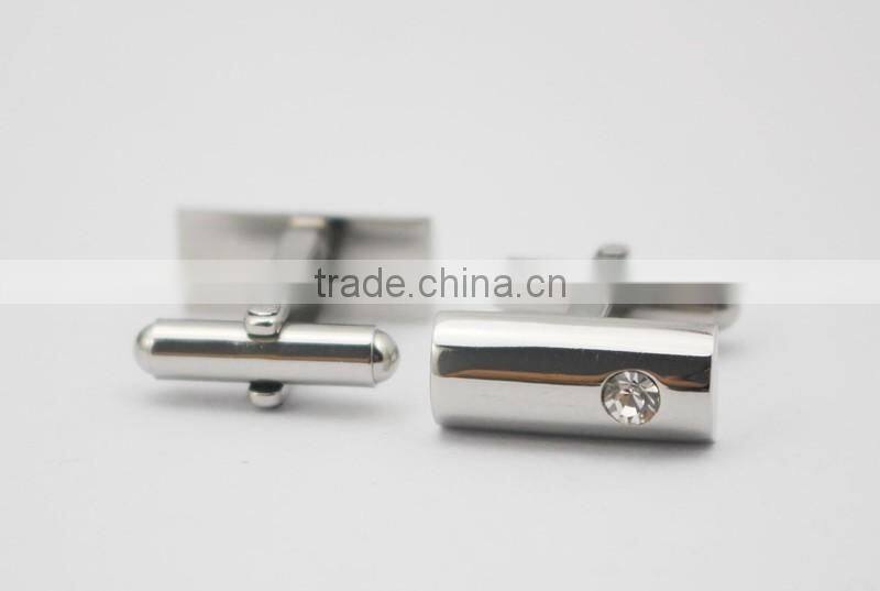 CZ Crystal Stone Stainless Steel Cufflinks For Men's Shirts