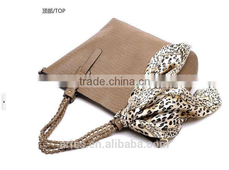Trendy Italy designer women handbag with scarf decorative