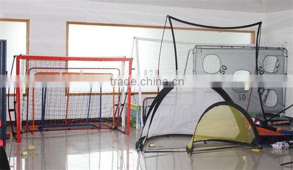 Street hockey goal post for training with a shooting target