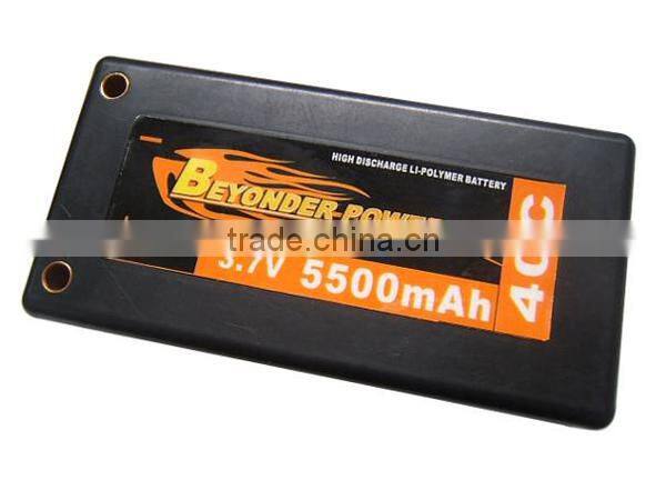 Hard case li-polymer 1300mah 3.7v rc battery lithium pack for airplane/car/toy, factory wholesale rechargeable rc lipo battery