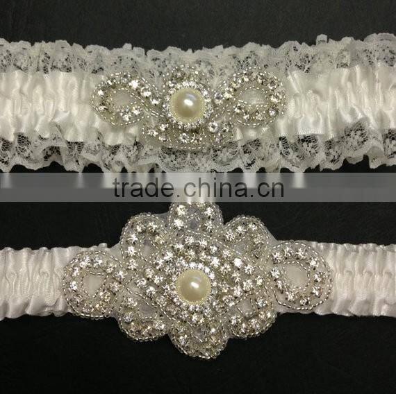 Vintage British Queen Ruffle Lace Garter Set,Ivory Bride Garter For Wedding