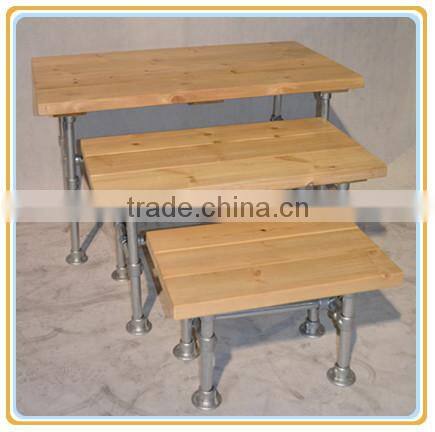 2015 wooden flower display rack, three floors display tables