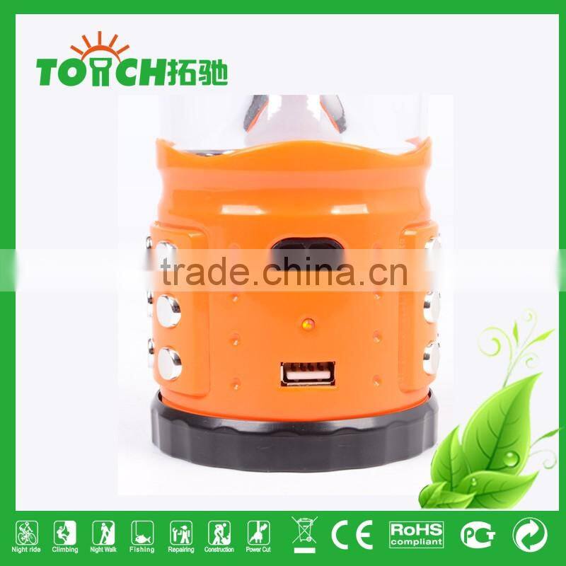 Orange Color Solar Lantern New Design Rechargeable Camping Light High Power Tent Lamp Ball Bulb Torch