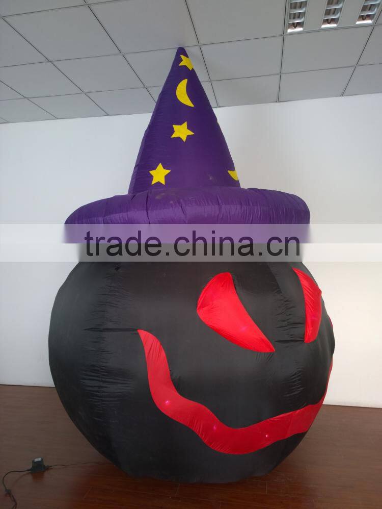 DJ-XT-13 inflatable black pumpkin small pumpkin in halloween wear hat in smile