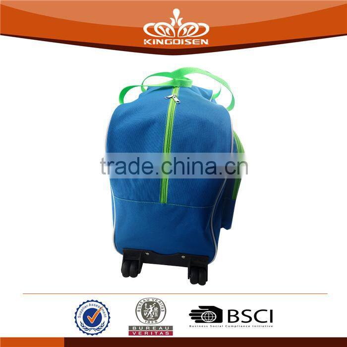 solid blue 600D trolley travle bag