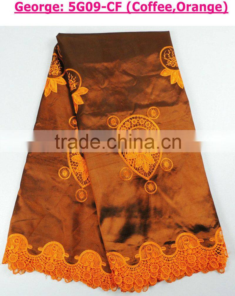 Lastest raw silk beautiful embroidery comfortable george lace fabrics