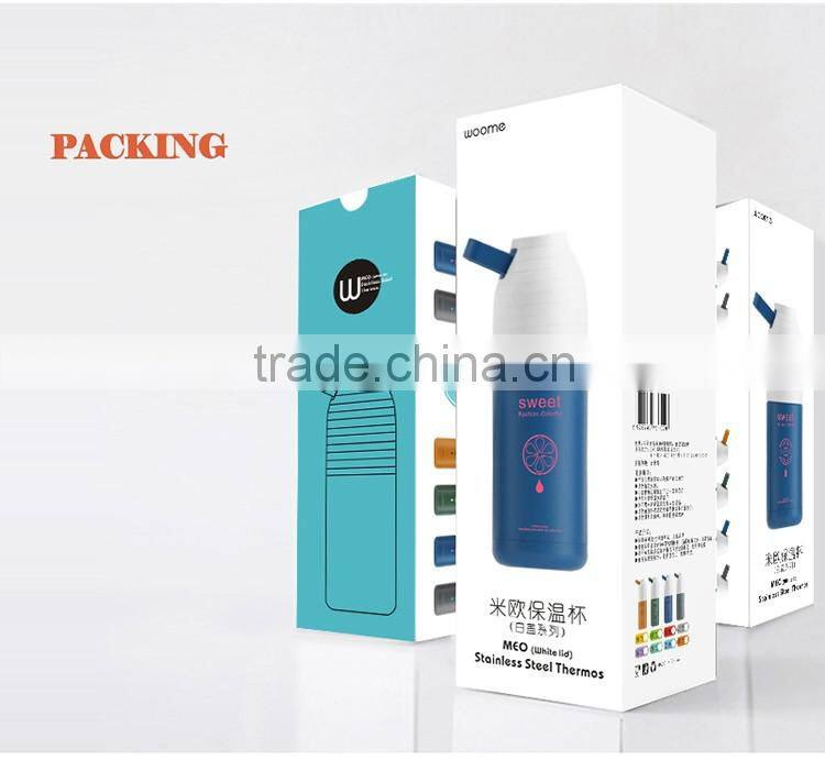Wholesale Promotional double wall insulated vacuum stainless steel water bottle with portable rope