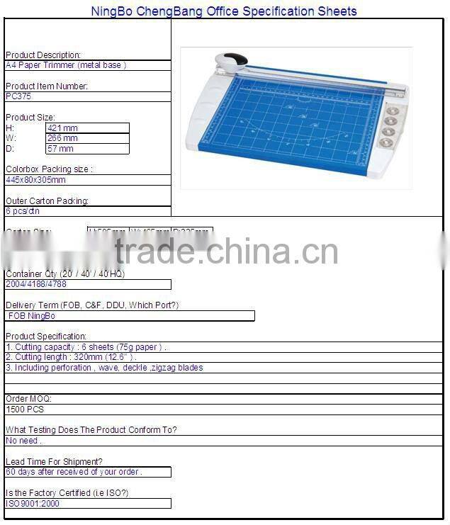 A4 rotary metal material multi-function paper trimmer