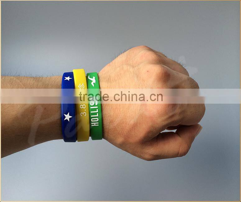 Advertising rubber band silicon bracelet with embossing and engraving