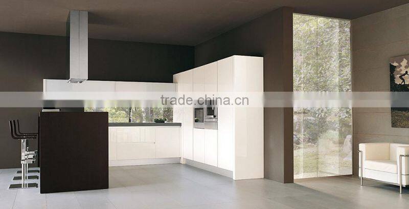 Modern lacquer kitchen cupboard with island