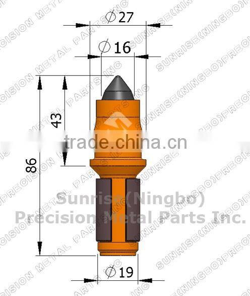 RL08 19mm Tungsten carbide tip rig drill round shank trencher parts cutter trencher pick