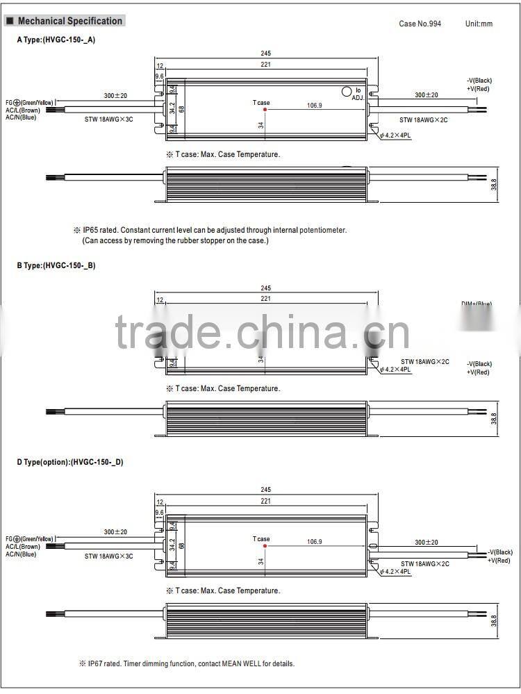 Mean Well 150W 700ma constant current led driver 150w 700ma/0-10v dimming led driver/led driver 150w