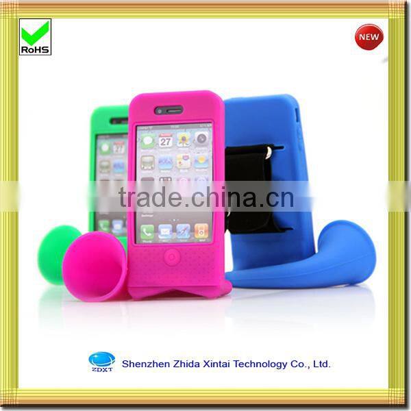yellow mobile phone stand silicone portable mini speaker