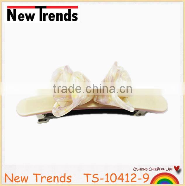 Multi color cellulose acetate flower spring hair clips for young girls