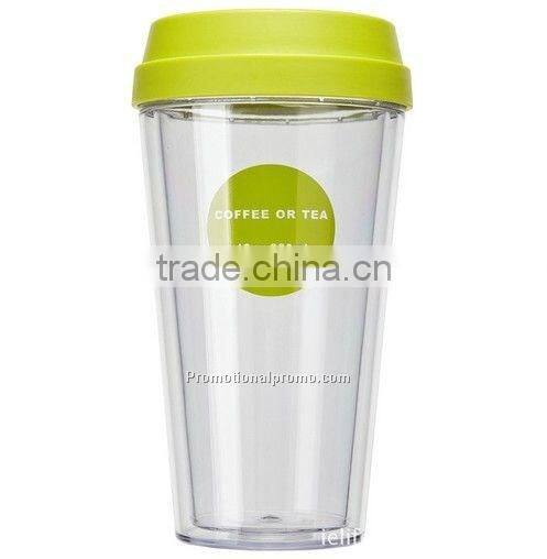 12Oz Double Wall Plastic Coffee Mug Eco Coffee Cup