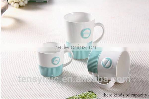 New design embossed wholesale porcelain promotional mug