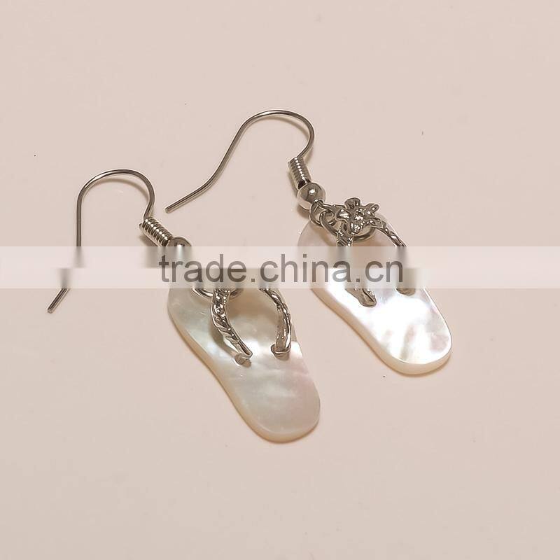 E0144-925 SOLID STERLING SILVER MOP SLEEPER DESIGNER FASHION LIGHT EARRING 3.21
