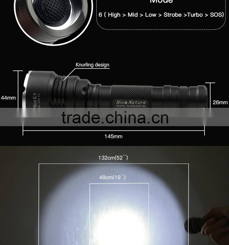 Excellent factory directly xml u2 18650 rechargeable battery torch flashlight