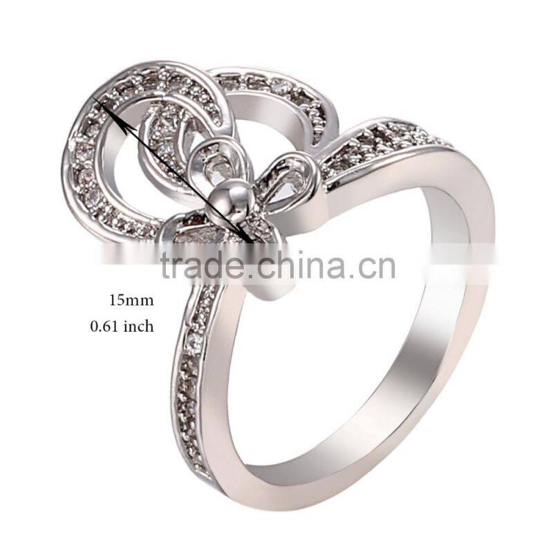 Vintage Small Gold Plated Flower Shaped Women Elegant Banquet Ring Inlay Zircon